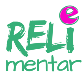 Der Text zeigt das Wort „RELImentAR“, wobei „e“ in Pink hervorgehoben ist und „RELI“ in grüner, grober Schrift geschrieben ist.
